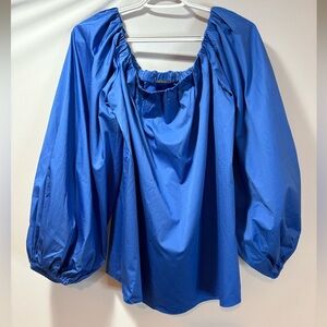 Alexis Royal Blue Blouse with Puff Sleeves